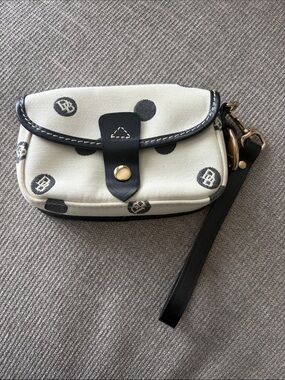 Dooney & Bourke cream/ black polka dot classic wristlet